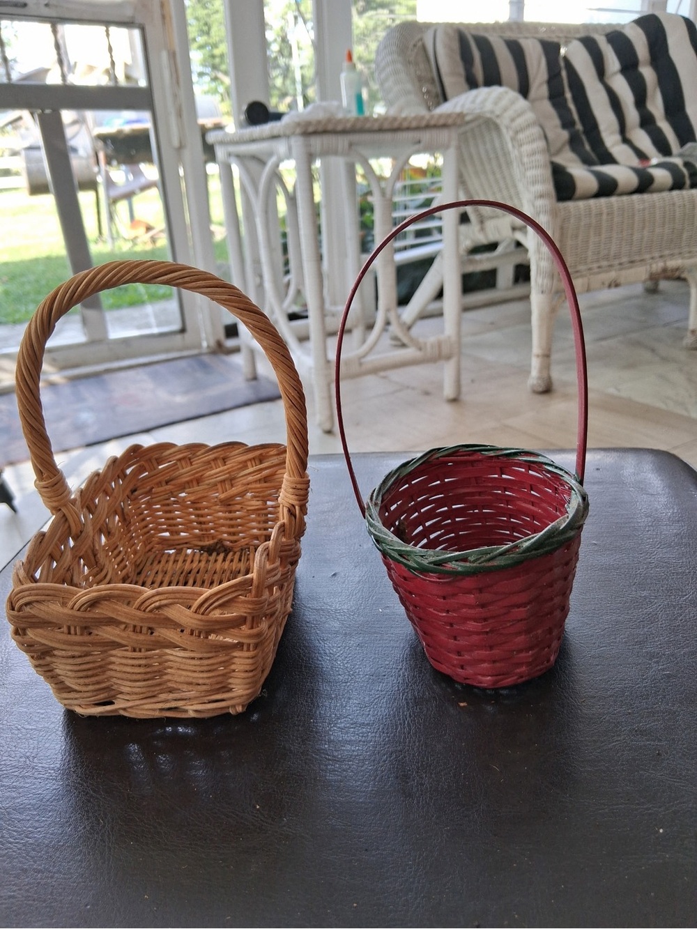 Small Red Woven Basket with Handle - Home Accents